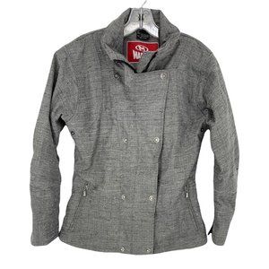 Marker Womens Jacket Coat Gray White Heathered Zip Lined Rhinestone Buttons 4
